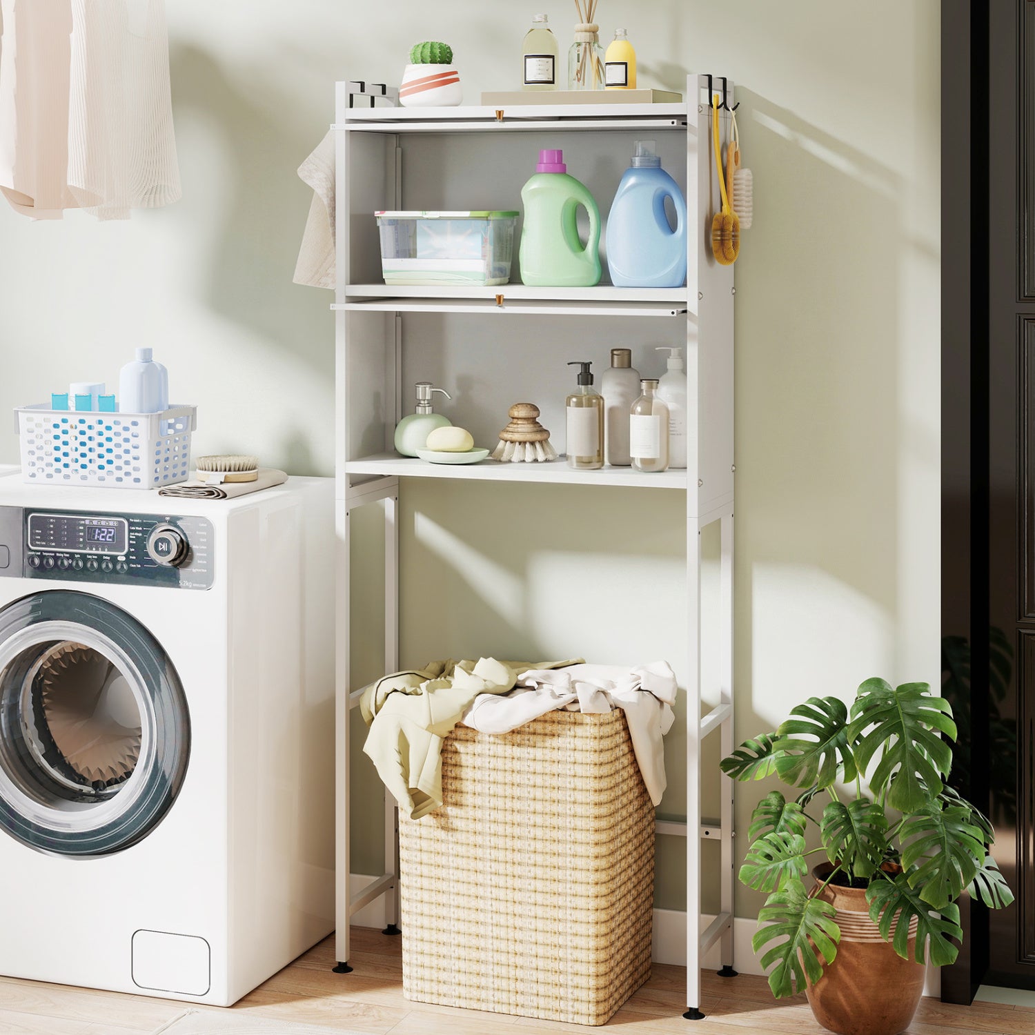 Over-the-toilet Cabinet Bathroom Organizer with 2 Flip-up Cabinets, White Bathroom Etagere at Gallery Canada