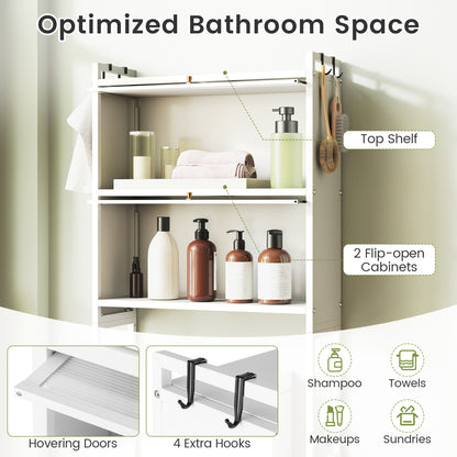 Over-the-toilet Cabinet Bathroom Organizer with 2 Flip-up Cabinets, White Bathroom Etagere at Gallery Canada