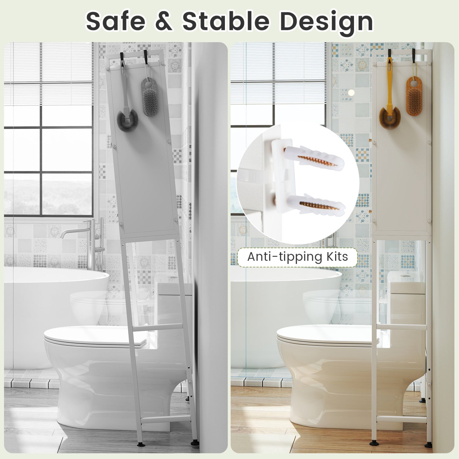 Over-the-toilet Cabinet Bathroom Organizer with 2 Flip-up Cabinets, White Bathroom Etagere at Gallery Canada