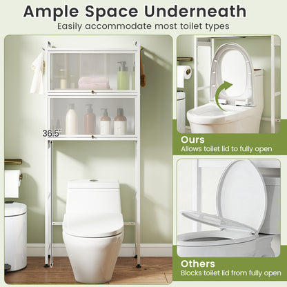 Over-the-toilet Cabinet Bathroom Organizer with 2 Flip-up Cabinets, White Bathroom Etagere at Gallery Canada