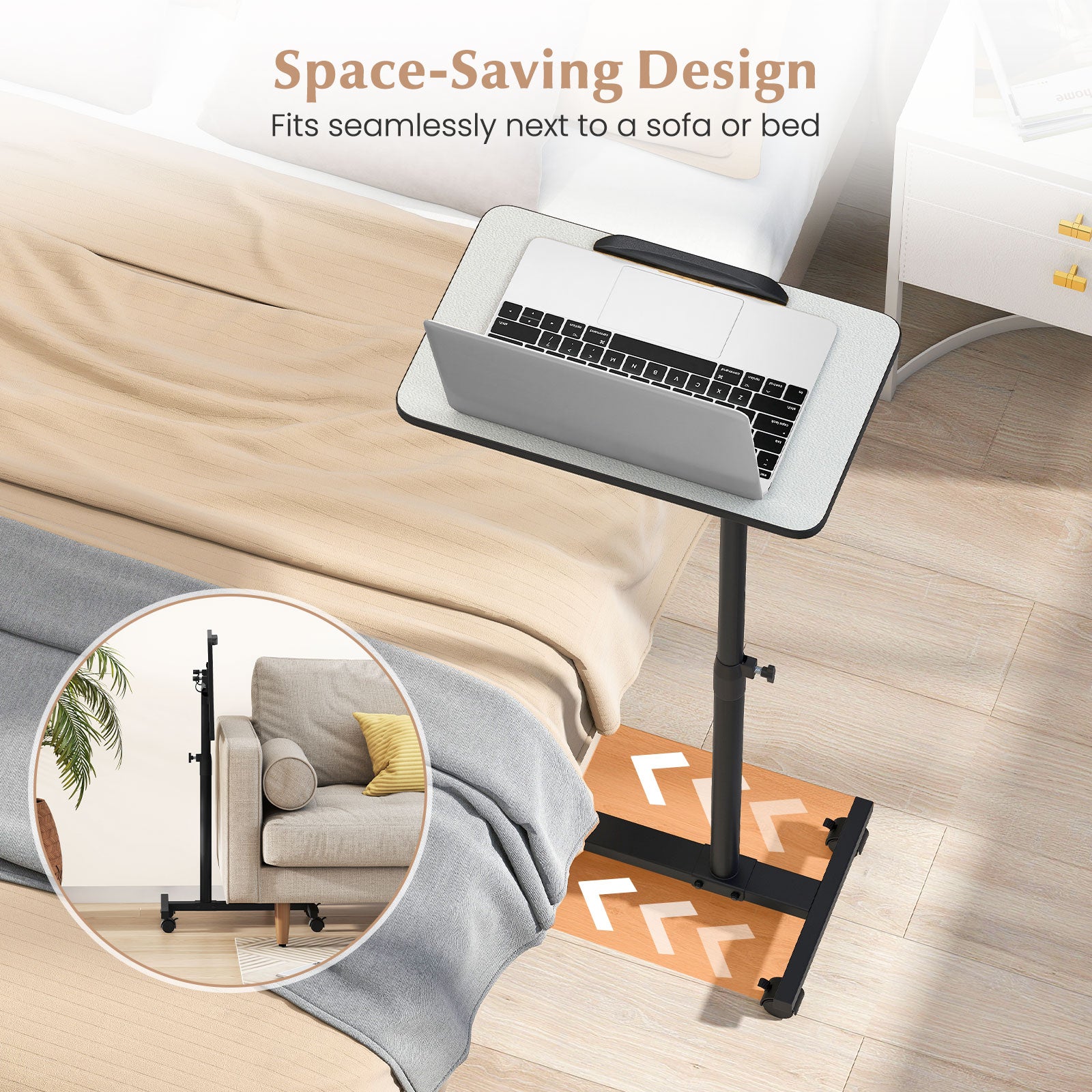 Overbed Rolling Table Food Tray, Gray End & Side Tables at Gallery Canada