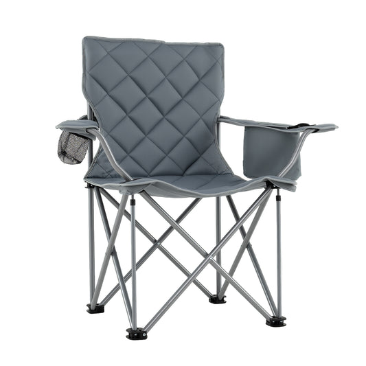 Oversized Camping Chair, Folding With Cooler Pouch, Cup Holder, Gray Camping Furniture Gray at Gallery Canada