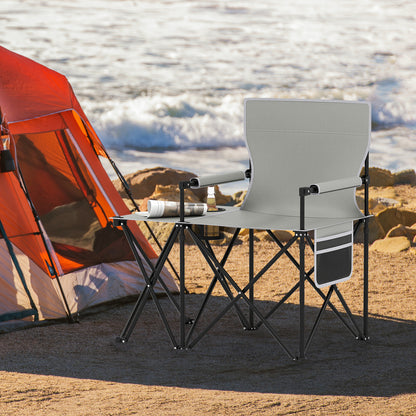 Oversized Camping Chair with Side Table and 2 Storage Pockets, Gray Camping Furniture at Gallery Canada