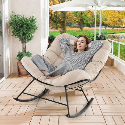 Oversized Egg Papasan Chair, Padded Cushion, Beige Patio Rocking Chairs & Gliders at Gallery Canada