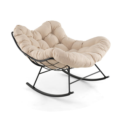Oversized Egg Papasan Chair, Padded Cushion, Beige Patio Rocking Chairs & Gliders at Gallery Canada