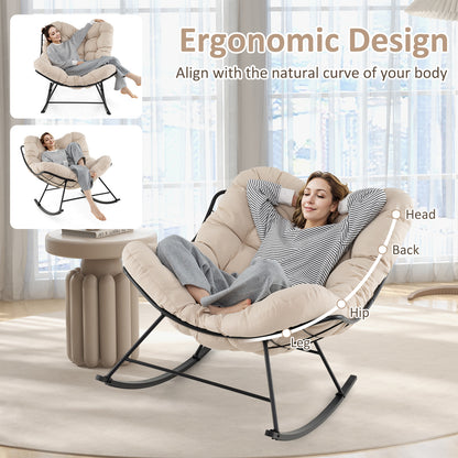 Oversized Egg Papasan Chair, Padded Cushion, Beige Patio Rocking Chairs & Gliders at Gallery Canada