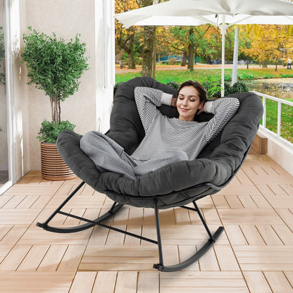 Oversized Egg Papasan Chair, Padded Cushion, Gray Patio Rocking Chairs & Gliders at Gallery Canada