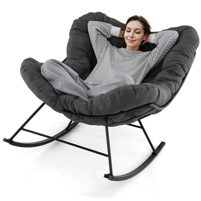 Oversized Egg Papasan Chair, Padded Cushion, Gray Patio Rocking Chairs & Gliders Gray at Gallery Canada