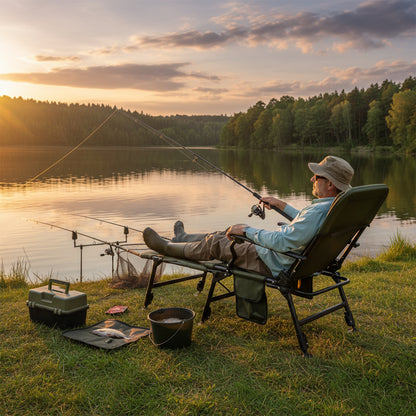 Oversized Foldable Fishing Chair with Detachable Footrest, Green
