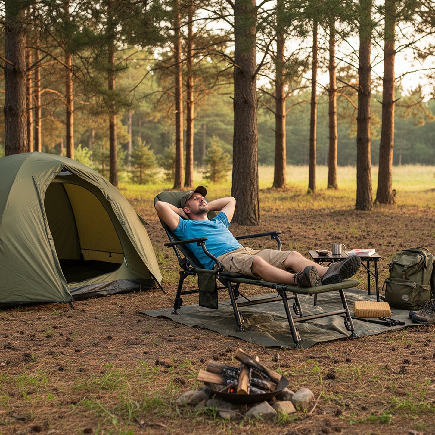 Oversized Foldable Fishing Chair with Detachable Footrest, Green