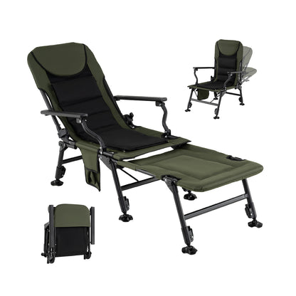 Oversized Foldable Fishing Chair with Detachable Footrest, Green