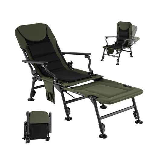 Oversized Foldable Fishing Chair with Detachable Footrest, Green