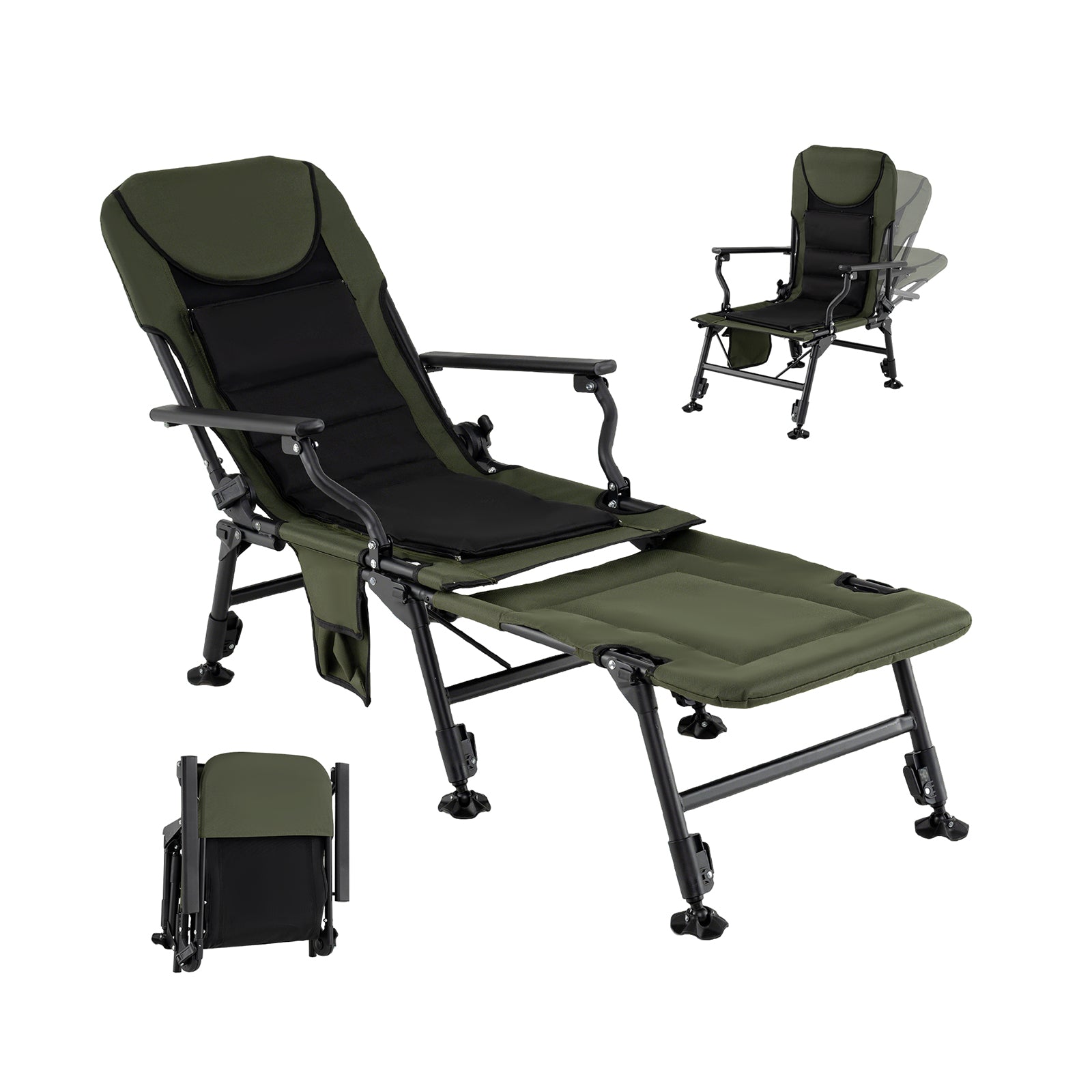 Oversized Foldable Fishing Chair with Detachable Footrest, Green Camping Furniture Green at Gallery Canada