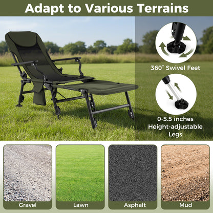 Oversized Foldable Fishing Chair with Detachable Footrest, Green