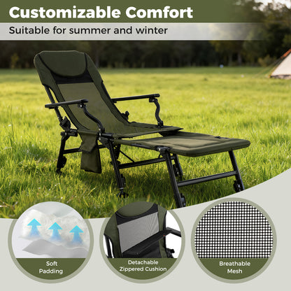 Oversized Foldable Fishing Chair with Detachable Footrest, Green