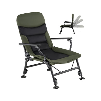 Oversized Foldable Fishing Chair for Adults with Armrest, Green