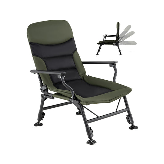 Oversized Foldable Fishing Chair for Adults with Armrest, Green