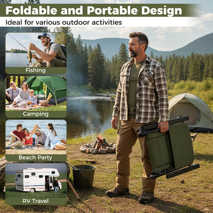 Oversized Foldable Fishing Chair for Adults with Armrest, Green