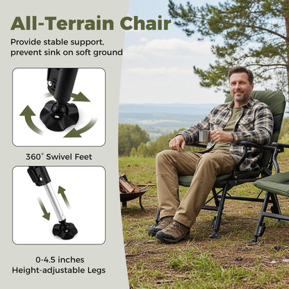 Oversized Foldable Fishing Chair for Adults with Armrest, Green Camping Furniture at Gallery Canada