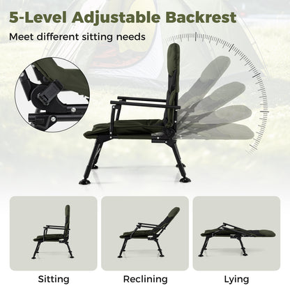 Oversized Foldable Fishing Chair for Adults with Armrest, Green Camping Furniture at Gallery Canada