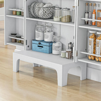 44" Storage Cabinet, 2-Door Kitchen Pantry, 4-Tier Shelving, 8 Spice Racks