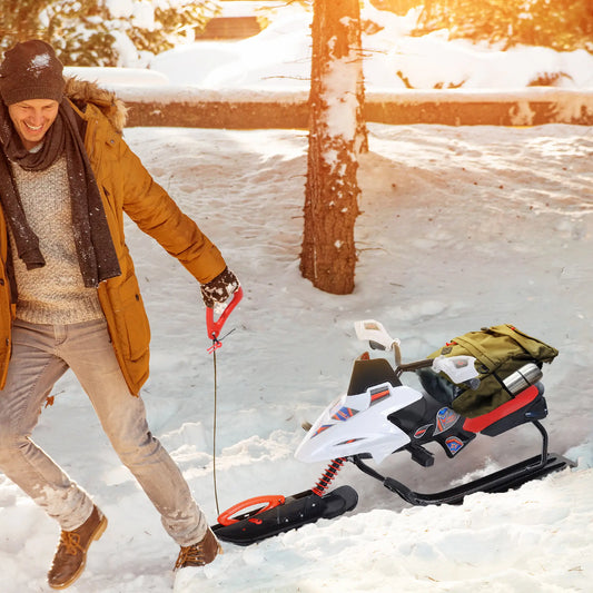 Kids Snow Racer Sled, Padded Rubber Seat, Wind Shield Handle, Anti-Slip Pedal Snow Scooters Red, White, Black at Gallery Canada