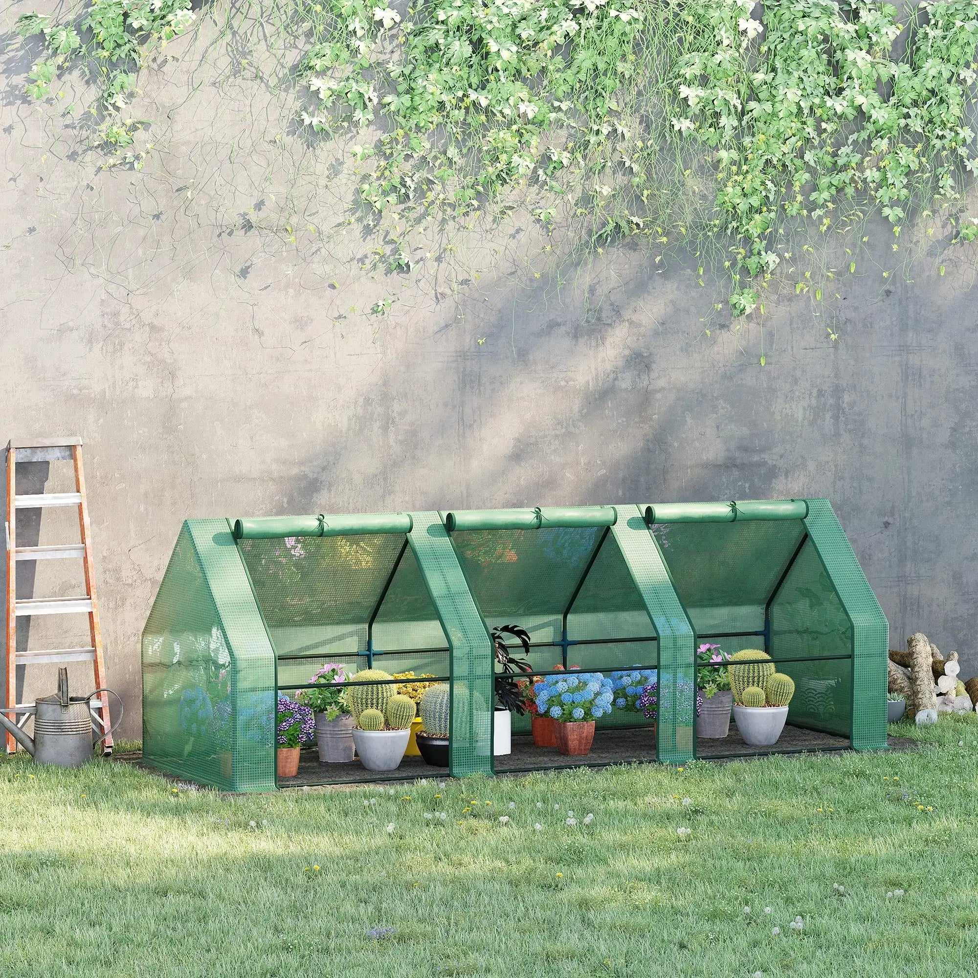 9' x 3' x 3' Mini Greenhouse, PE Cover, Zippered Doors, Green Portable Greenhouses at Gallery Canada