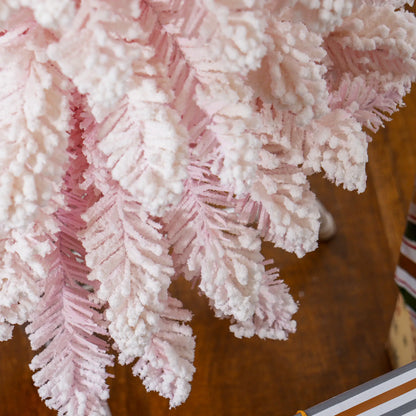 5ft Snow-Flocked Slim Pencil Christmas Tree, 301 Branches, Metal Base, Pink Pencil Christmas Trees at Gallery Canada