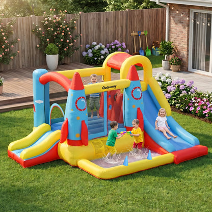 Inflatable Trampoline Slide Pool, Rocket Design, 11.14' x 9.18' x 6.06' Inflatables at Gallery Canada