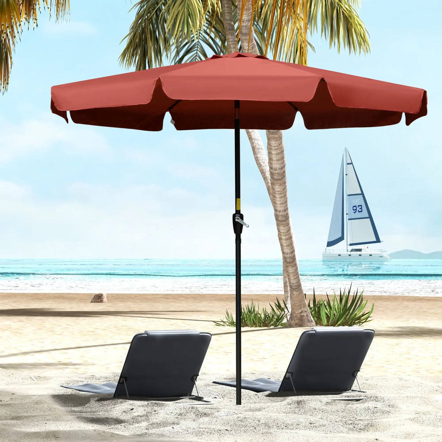 8.5 ft Round Patio Umbrella, Tilt and Crank, Wine Red Sun Umbrellas at Gallery Canada