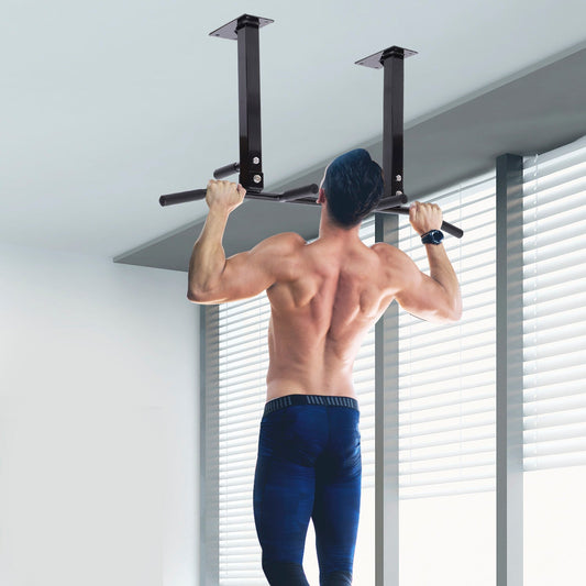 Ceiling Mounted Pull Up Bar Wall Mount Chin Up Bar Upper Body Strength Training Station Home Gym Black - Gallery Canada