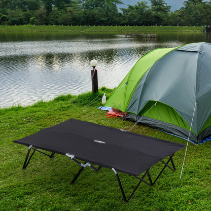 76" Two Person Folding Camping Cot, Portable Military Bed, Black Camping Cots at Gallery Canada