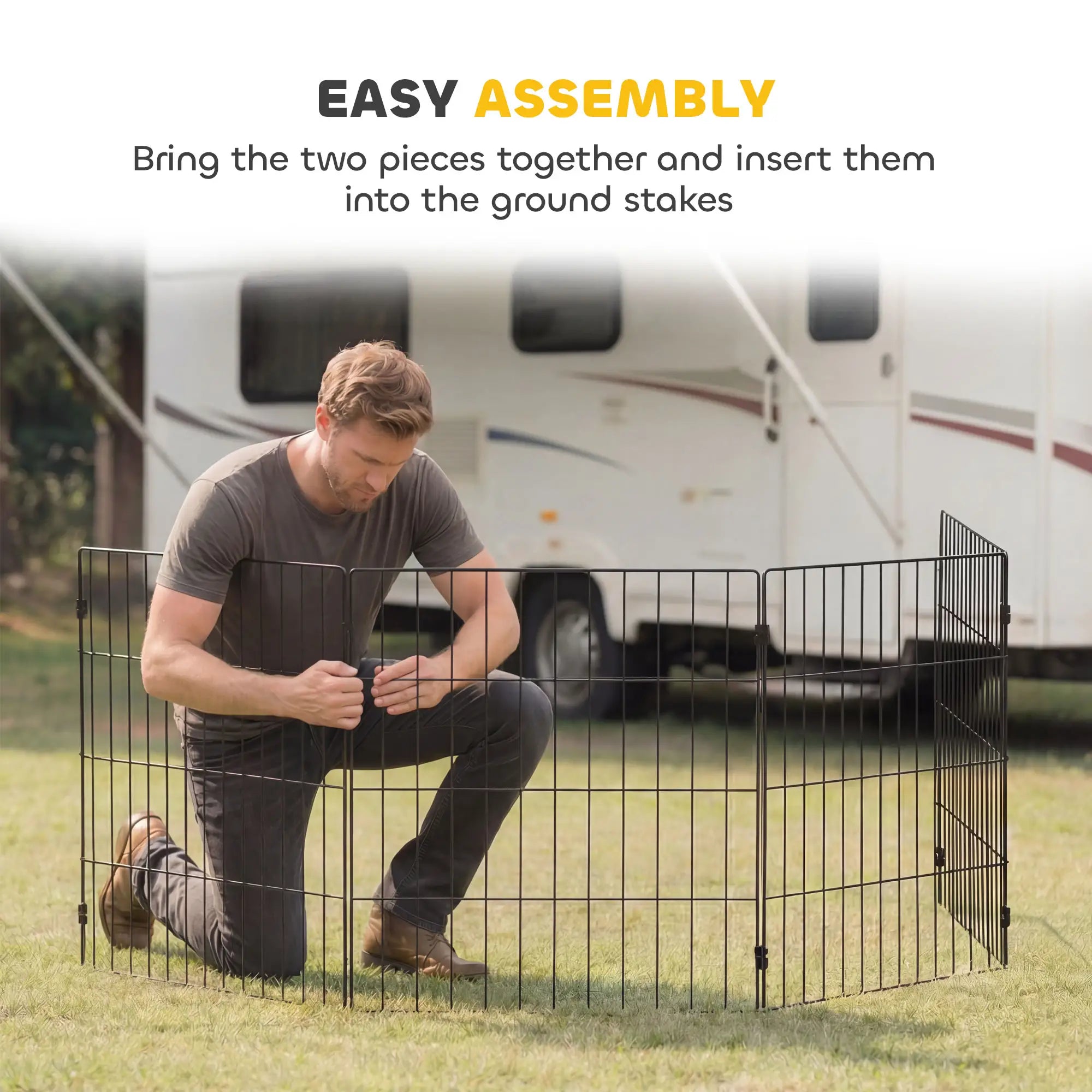 Foldable Metal Dog Playpen, Expandable Pet Fence, 20