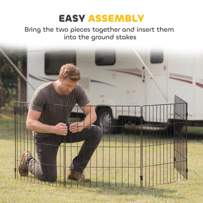 Foldable Metal Dog Playpen, Expandable Pet Fence, 20" x 24", 8 Panels, Black Dog PlayPens at Gallery Canada