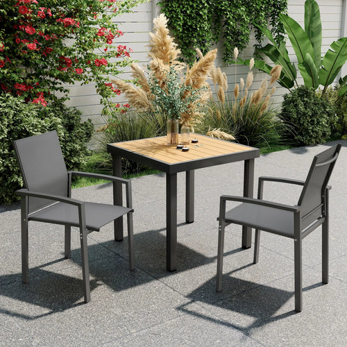 Stackable Outdoor Garden Chairs, Set of 2, Dark Grey
