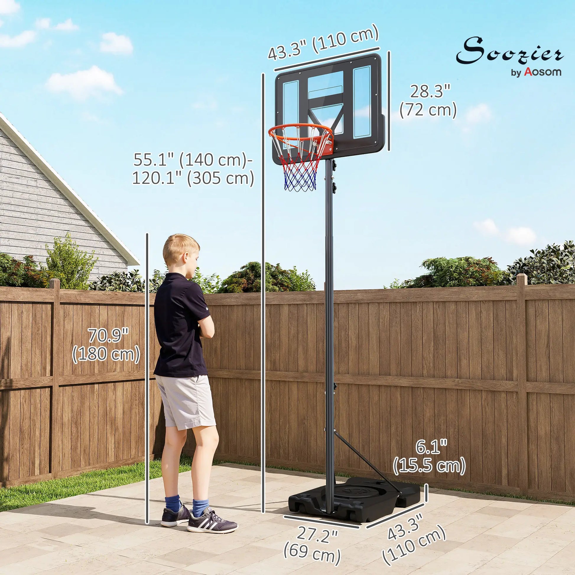 Portable Basketball Hoop, 4.6-10ft with Wheels, 43" Backboard, for Teenagers Youth Adults Basketball at Gallery Canada