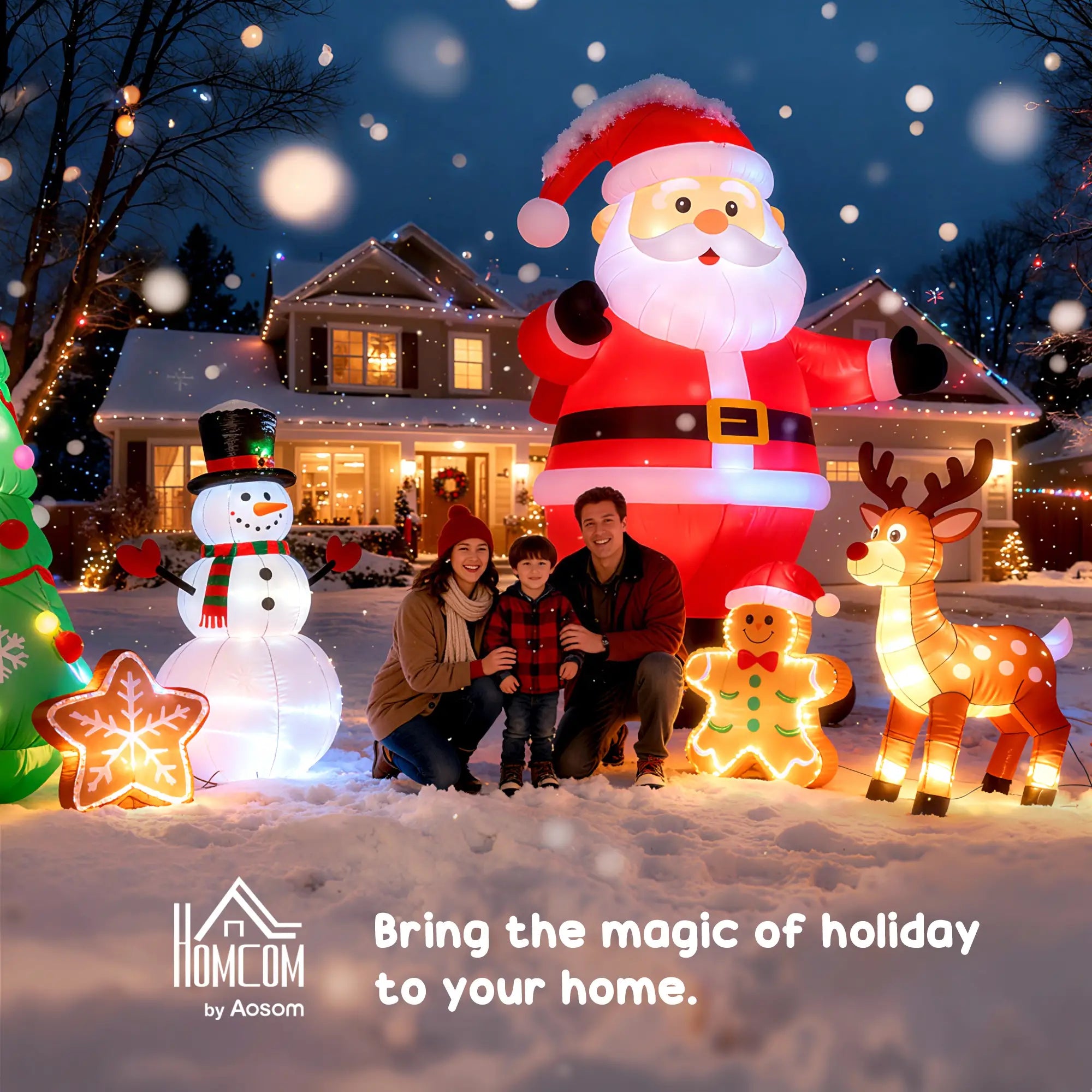 5.2ft Inflatable Santa Claus with Snowmobile, LED Lighted Christmas Inflatables at Gallery Canada