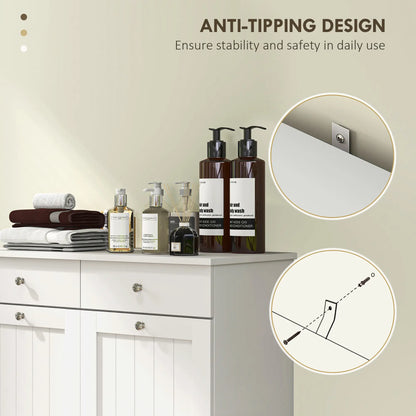 Laundry Cabinet, Tilt Out Hamper with 2 Baskets, 2 Drawers, White Bathroom Cabinets at Gallery Canada