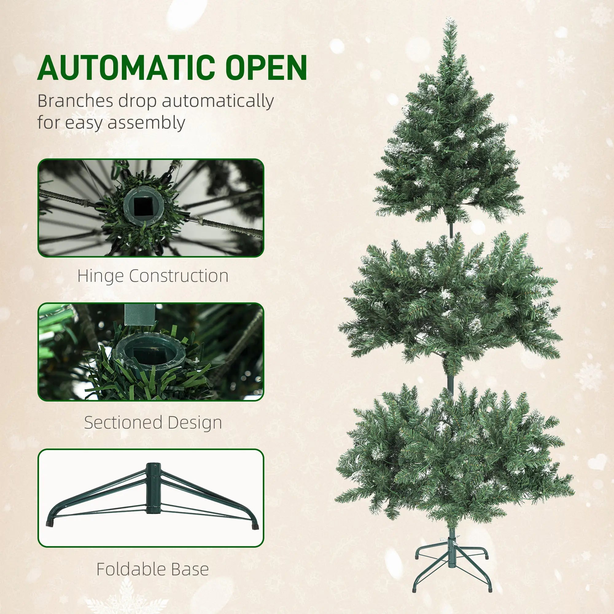 5 ft Frosted Prelit Christmas Tree, Dual Colour LED Light, Hinged, Easy Assembly, Dual Colour Pre Lit Christmas Trees at Gallery Canada
