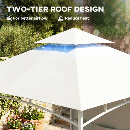 10' x 10' Patio Gazebo, Double Roof Canopy With Storage, Cream White Gazebos at Gallery Canada