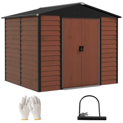 8' x 7' Outdoor Storage Shed, Galvanized Steel, Lockable Doors, Floor Frame Sheds at Gallery Canada