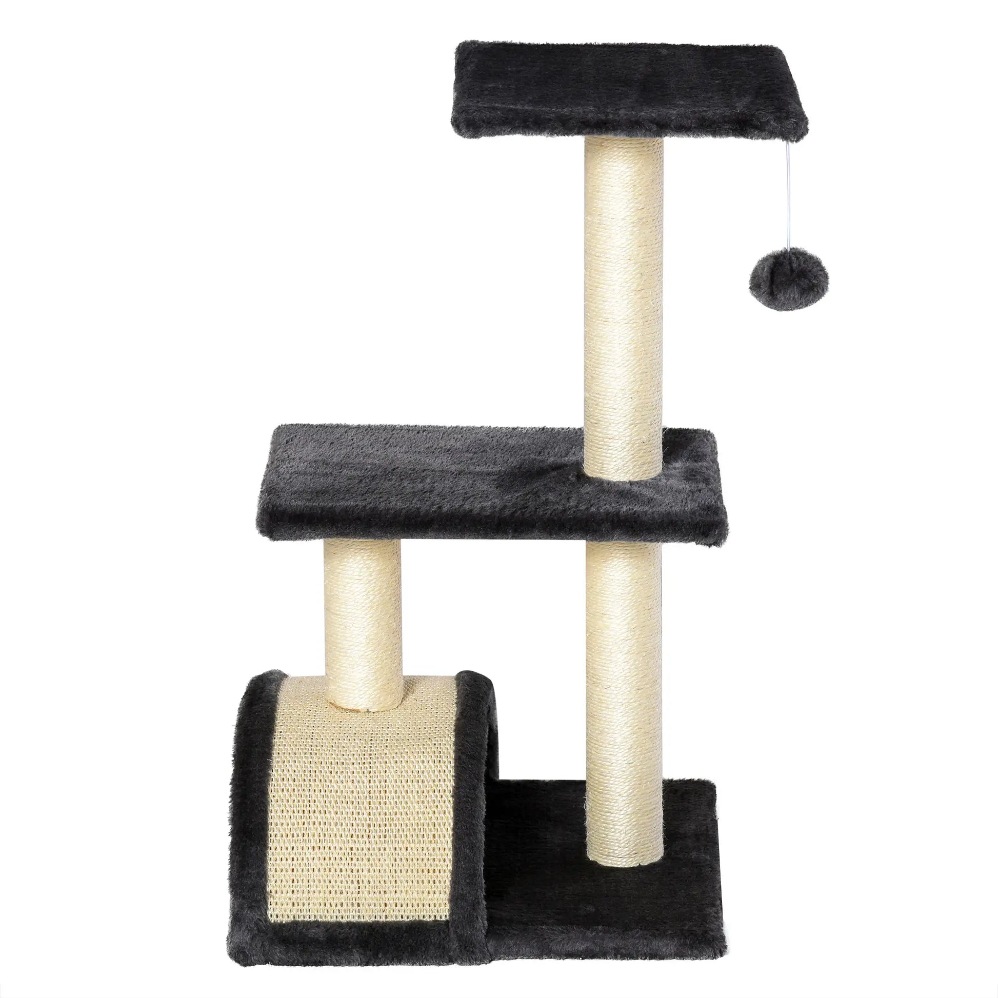 28" Cat Tree with Scratching Post, Pad, Toy Ball, Grey Cat Towers at Gallery Canada