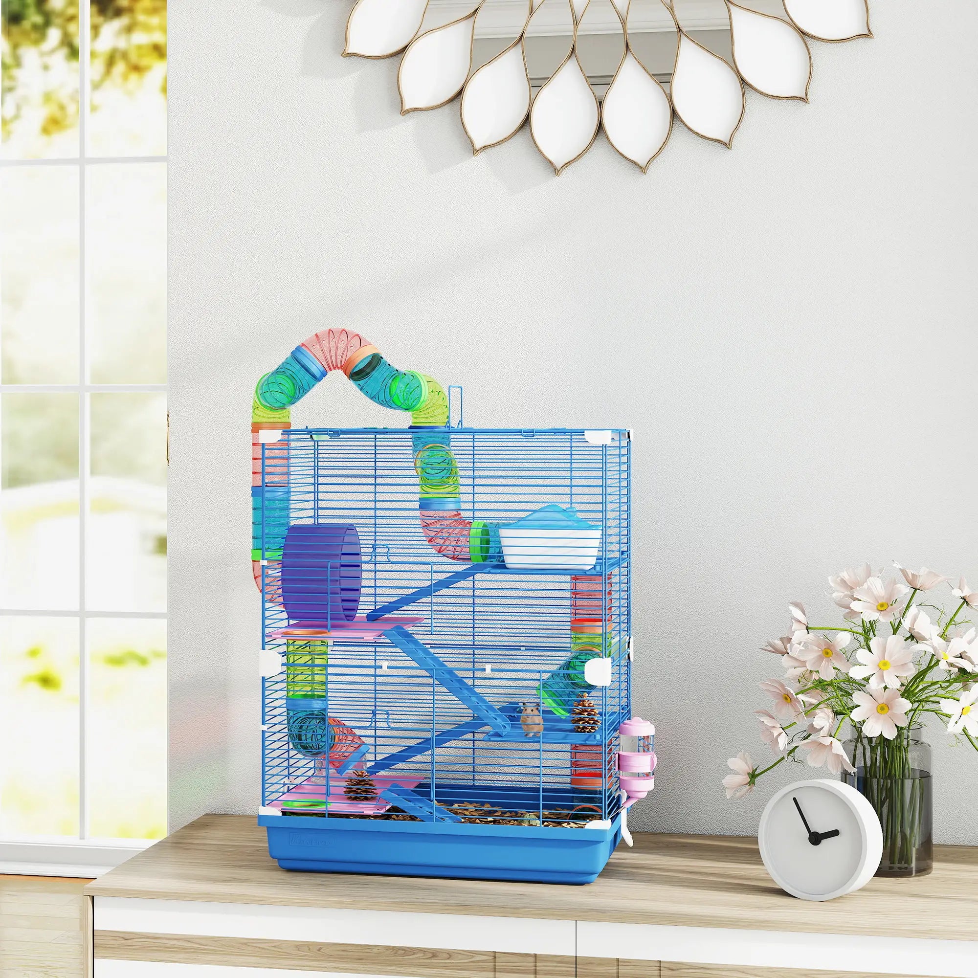 5-Tier Hamster Cage, Portable With Wheels, Tube, Blue Hamster Cages at Gallery Canada