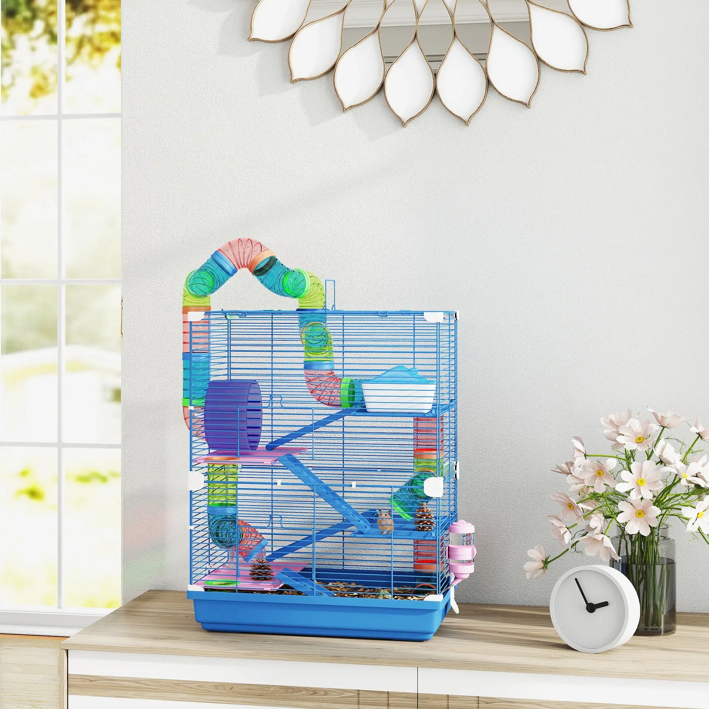 5-Tier Hamster Cage, Portable With Wheels, Tube, Blue Hamster Cages at Gallery Canada