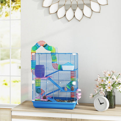 5-Tier Hamster Cage, Portable With Wheels, Tube, Blue Hamster Cages at Gallery Canada