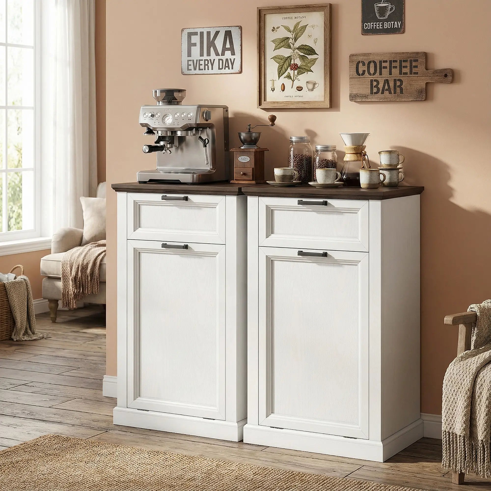 10 Gallon Trash Can Cabinet With Drawer, White Wood Effect, White Storage Cabinets at Gallery Canada
