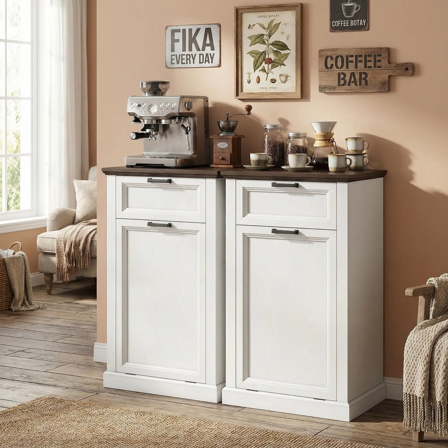 10 Gallon Trash Can Cabinet With Drawer, White Wood Effect, White Storage Cabinets at Gallery Canada