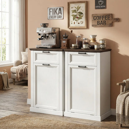 10 Gallon Trash Can Cabinet With Drawer, White Wood Effect, White Storage Cabinets at Gallery Canada