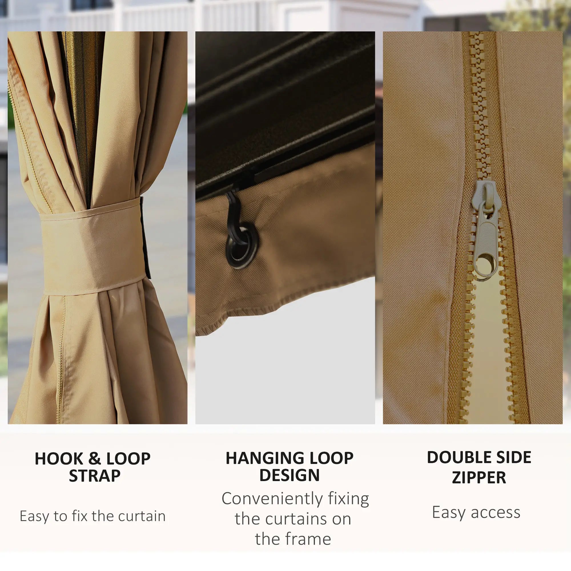 10' x 13' Hardtop Gazebo, Aluminum Canopy, Mesh Nettings, Curtains, Brown Gazebos at Gallery Canada