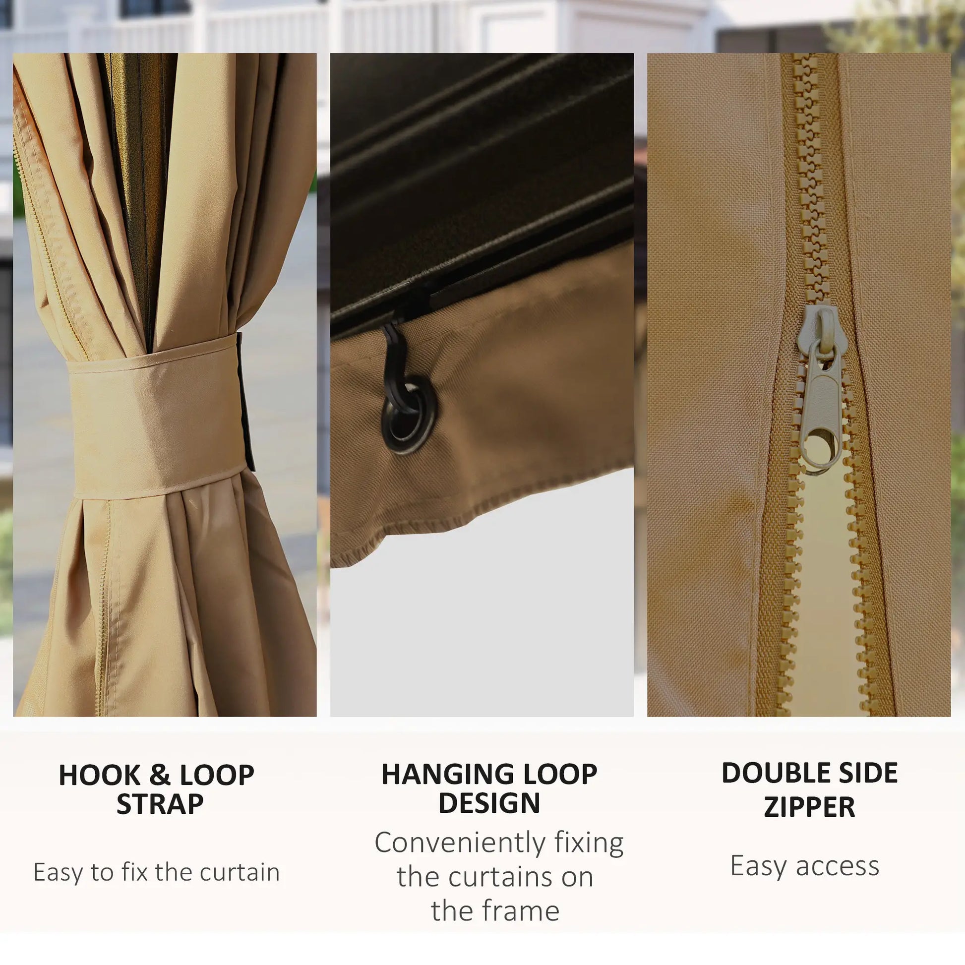 10' x 13' Hardtop Gazebo, Aluminum Canopy, Mesh Nettings, Curtains, Brown Gazebos at Gallery Canada